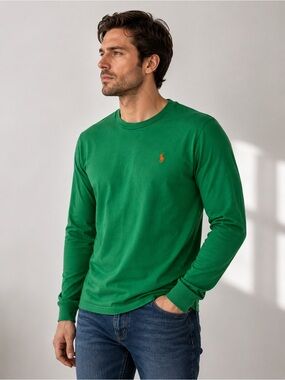 Polo by Ralph Lauren Men’s Green Long-Sleeve Crew Neck Shirt size XL